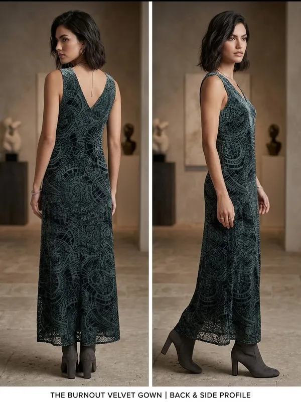 Johnny Was Teal Lace V-Neck Maxi Dress - Image 2