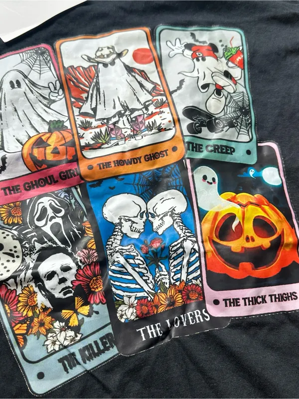 Gildan Black Halloween Tarot Card Graphic Tee - Image 3