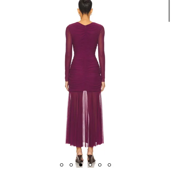 REVOLVE Long Sleeve Ruched Sheer Maxi Dress in Plum - Image 4