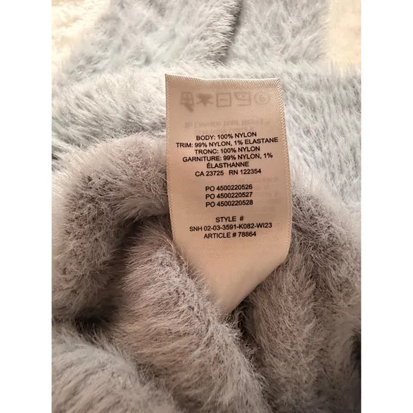 Aritzia Sunday Best Kitten Fuzzy V-Neck Cropped Sweater M Medium Foil Gray - Image 5