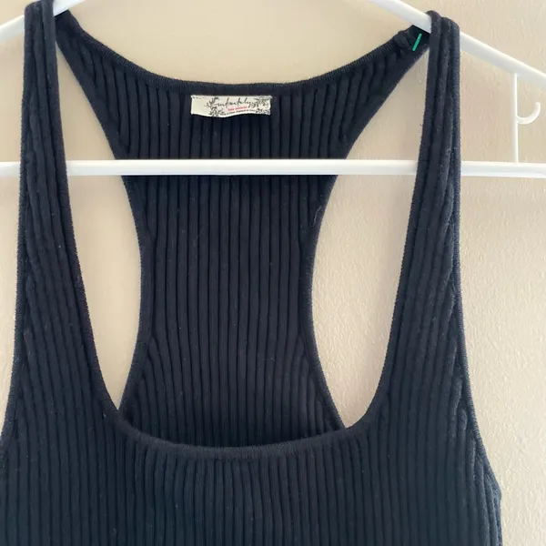 Free People Initimately Black Tank Cami Intimately Ribbed Knit Top Size large - Image 3