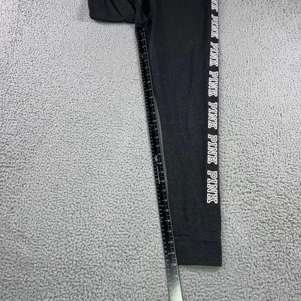 Victoria's Secret PINK Leggings Women‎ Large Charcoal Grey Logo Spellout Y2K - Image 5