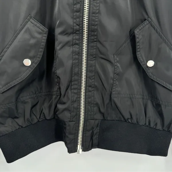 FREE PEOPLE Black Midnight Satin Full Zip Oversized Bomber Jacket L - Image 6