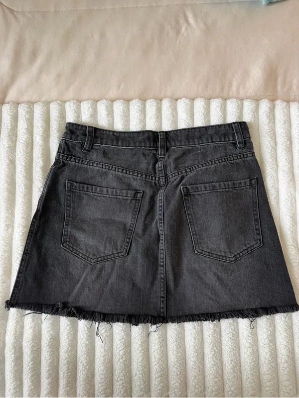 We the Free | FREE PEOPLE Black Denim Zip-Front Mini Skirt - Image 6