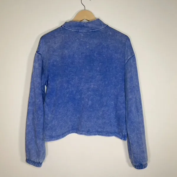 SO Lounge Life | Blue Stonewashed Quarter Zip Sweatshirt | Medium - Image 2