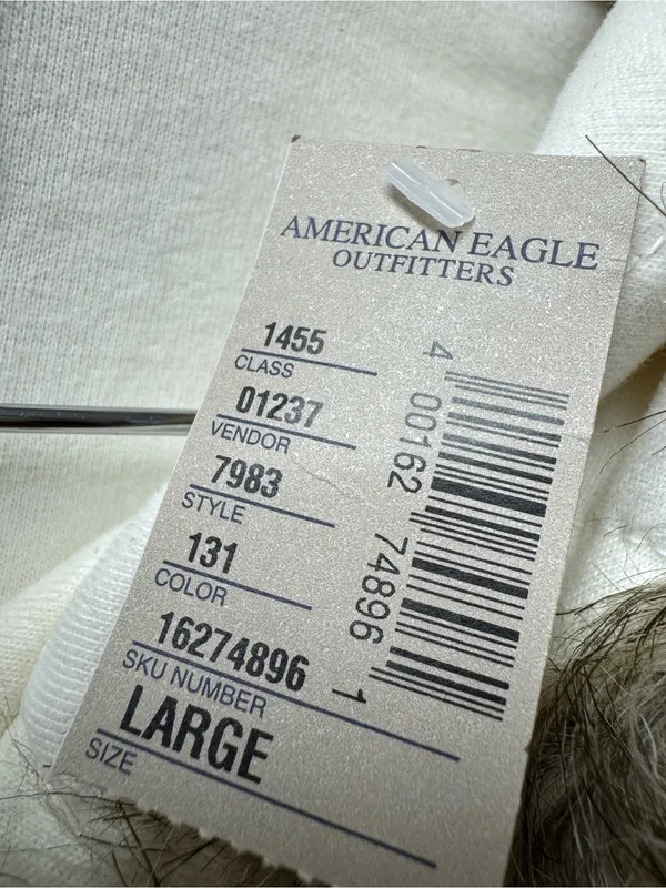 American Eagle Outfitters Faux Fur Hood Sweatshirt Full Zip Large NEW READ Y2K - Image 6