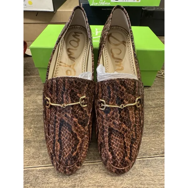 Sam‎ Edelman Loraine Brown Leather Snake-Print Loafer Slip-On Women's Size 6 - Image 2