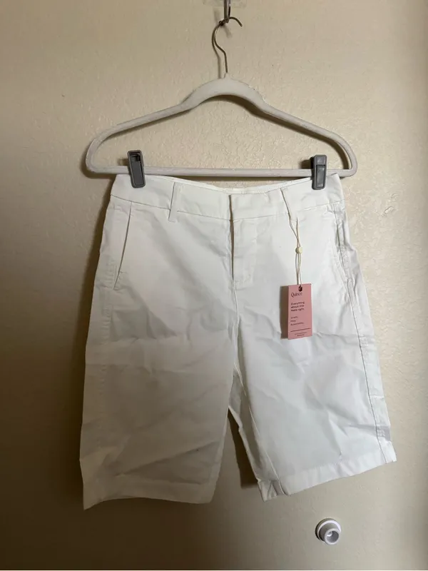 Quince Women's Organic Cotton Chino Bermuda Shorts Women’s Size 2 Ivory Cream - Image 2