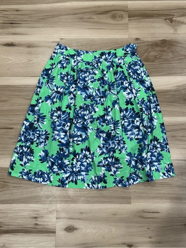 J. Crew Patio Midi Skirt Photo Floral Green Blue Women’s 2 - Image 2