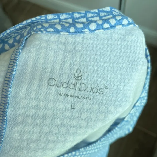 Cuddl Duds CottonWear Midi Dress L Blue Print Casual Soft Lounge‎ - Image 7