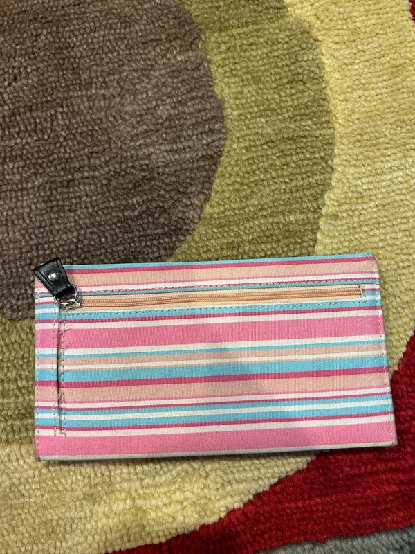 Kate Spade New York Vintage Retro Y2K Stripe Long Trifold Wallet Card Holder - Image 3