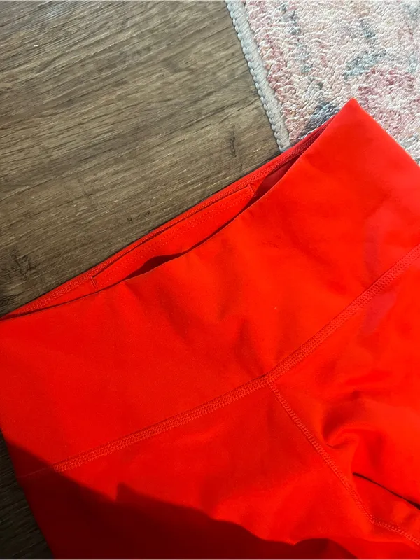 Nike Red Athletic Tights with Black Swoosh - Image 6