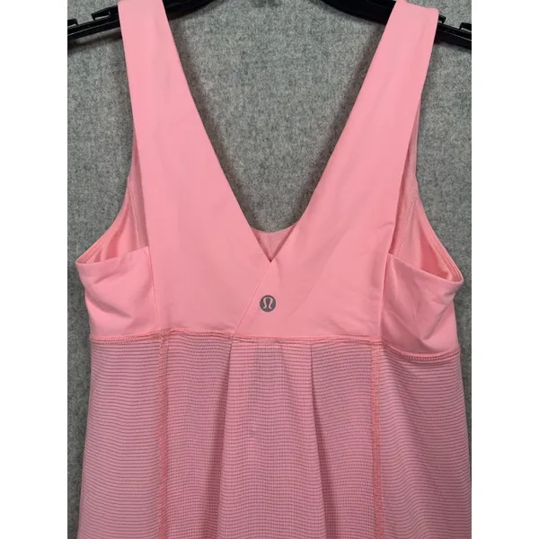 Lululemon Hustle and Bustle Tank Top Womens‎ Size 4 Pink Stripe V-Neck Workout - Image 6