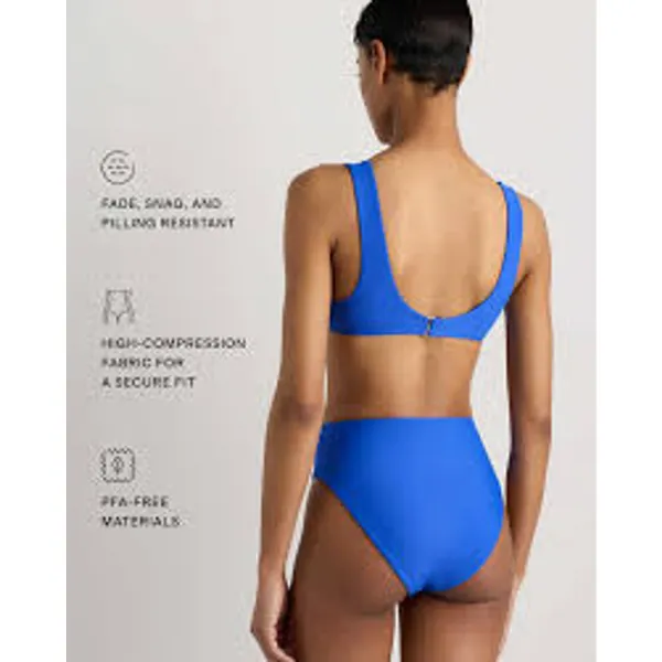 QUINCE High Rise High Leg Bikini Bottom SUSTAINABLE NWT Electric Blue Medium M - Image 2