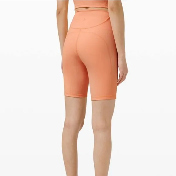 Lululemon Ribbed Contoured High-Rise Short 8" Malibu Peach Biker Shorts Size 4 - Image 3