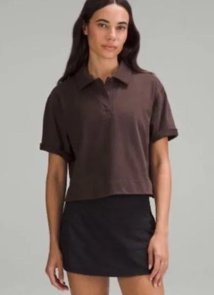 Lululemon Heavyweight Cotton Short-Sleeve Polo Shirt T-Shirt in Espresso - Image 2
