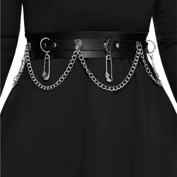 Black Chain Belt with Silver Accents - Image 2
