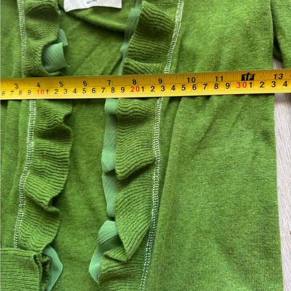 Abercrombie & Fitch Y2K vintage 2000s Green Ruffled Henley sweater kids XL - Image 8