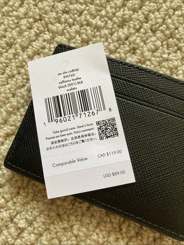 NEW Kate Spade Black Leather Card Holder Saffiano Wallet Chic Mini NWT - Image 3