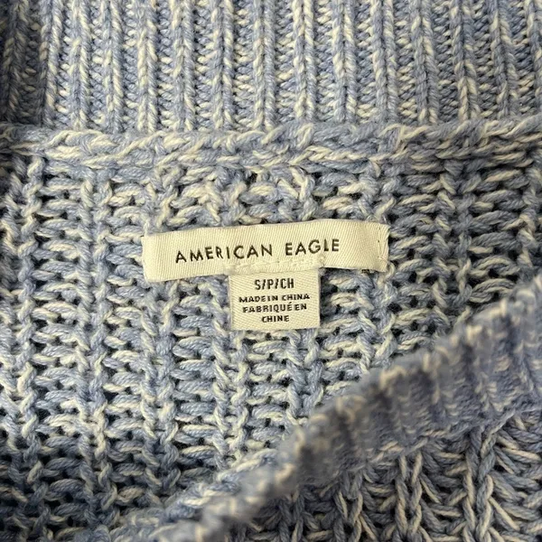 Blue & White Marled Tight Knit Oversized Sweater - Image 10