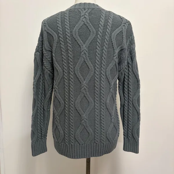 Trendy Queen Sweater S Blue Gray Cable Knit Oversized Crew Neck Minma Neutral - Image 5