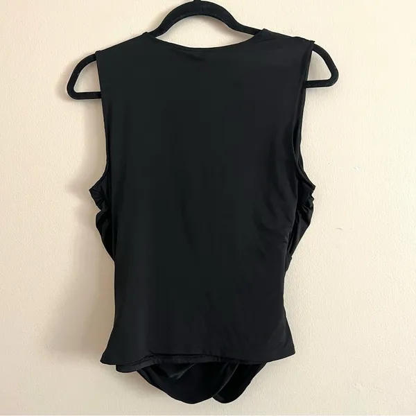 NWT Express Body Contour Silky Wrap Tank Top Shell V-Neck Black Sz L - Image 12