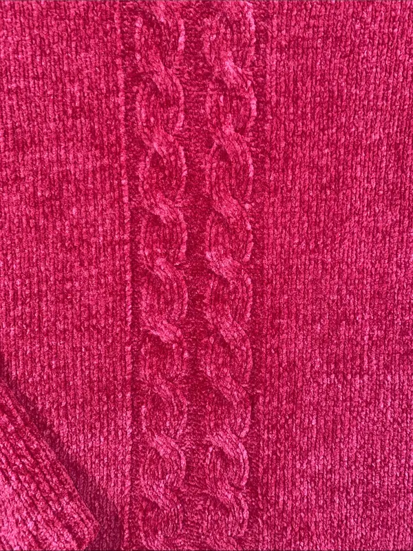 Vintage Bobbie Brooks V-Neck Cable Sweater - Wine Red - Image 3