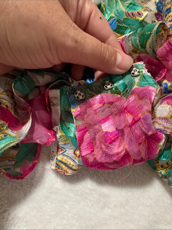 Victoria's Secret size medium Multicolor Floral Chemise lingerie one piece gold - Image 8