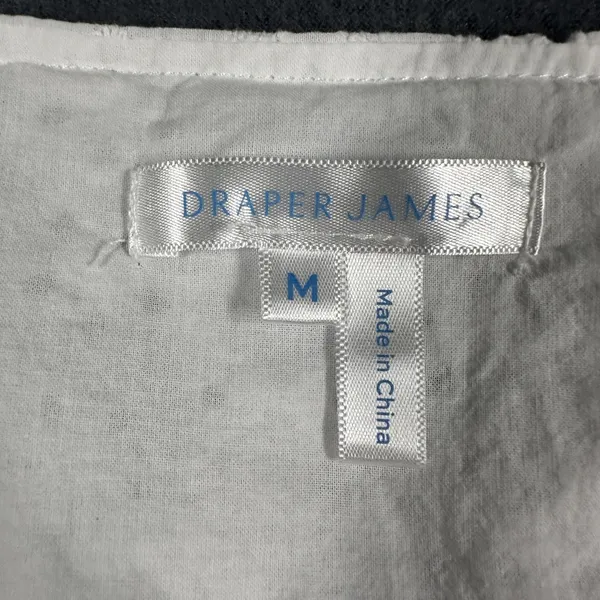Draper‎ James Blouse Womens Medium White Eyelet Puff Sleeve V Neck Cotton Top - Image 3
