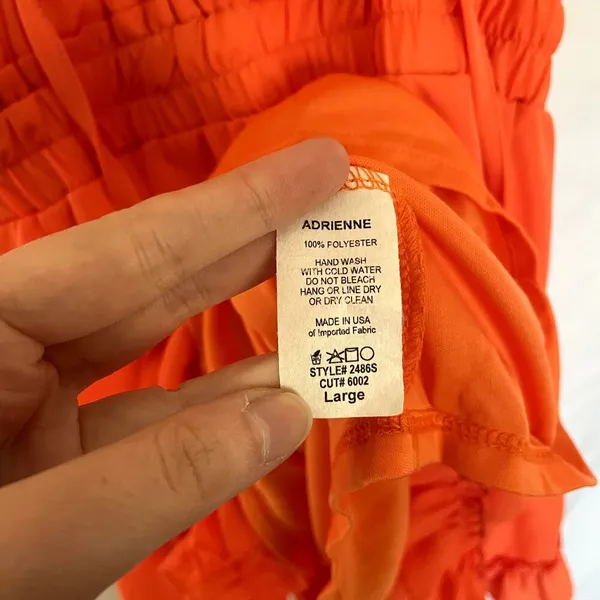 Adrienne bright orange sleeveless summer‎ sundress women's size large frilly - Image 5