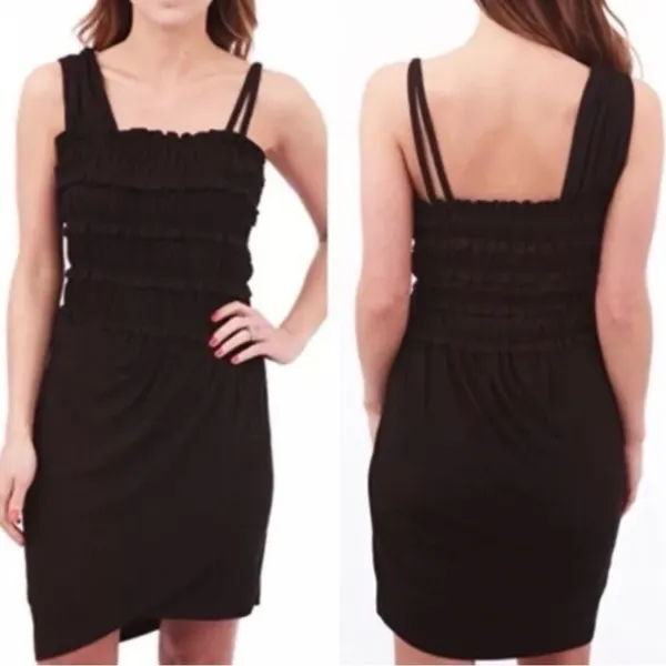 Leifnotes Anthropologie Black One Shoulder Tiered Ruffle Mini Dress Size XS NWT - Image 2