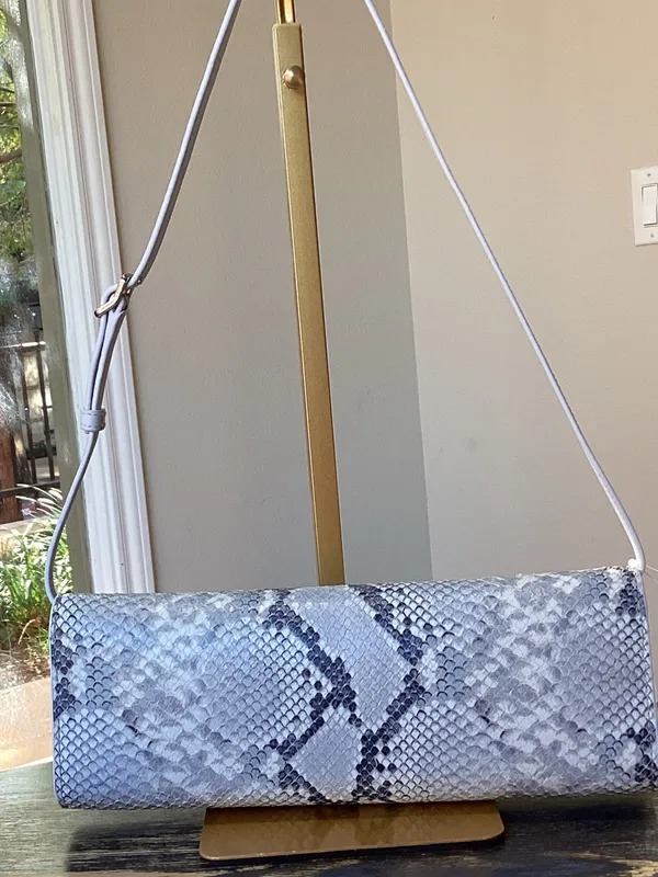 kate spade Deco Snake Embossed Leather Shoulder Bag in pale sapphire - Image 3