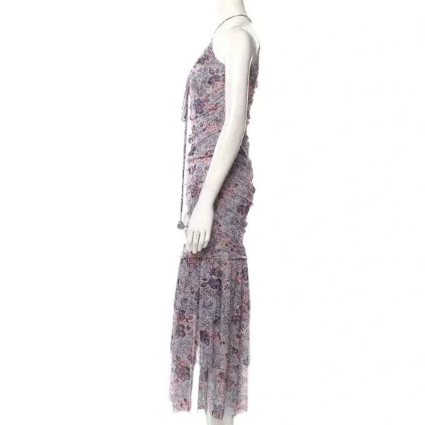 MISA Los Angeles Nicola Floral Mesh Halter Midi Dress Blue Size XS NWT - Image 6