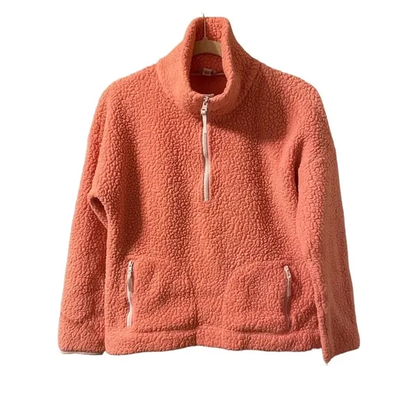 J.Crew Peachy Pink Quarter Zip Sherpa Pullover - Image 2
