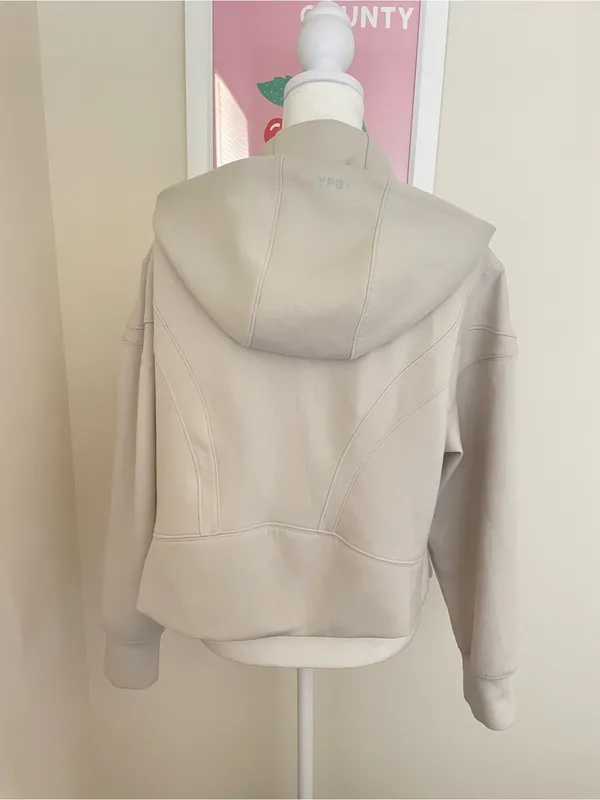 Abercrombie YPB neoKNIT Half-Zip Hoodie Sweatshirt Active Jacket Moonbeam XS - Image 7
