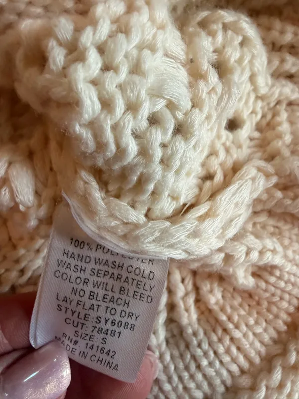 She + Sky Bobble Knit Sweater Top Open Knit Boho Coastal Size S - Image 3