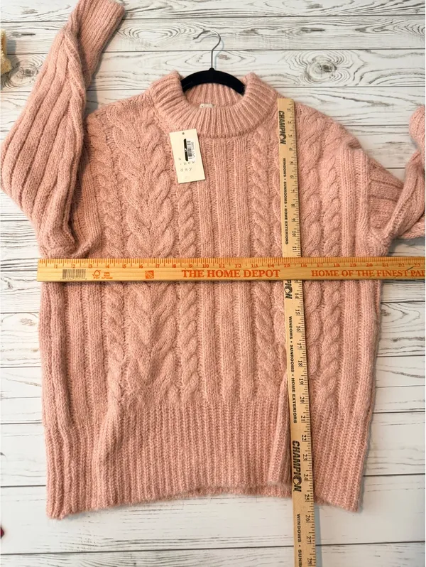 A New Day Pink Cable Knit Mock Neck Sweater Medium NWT Wool Blend - Image 3
