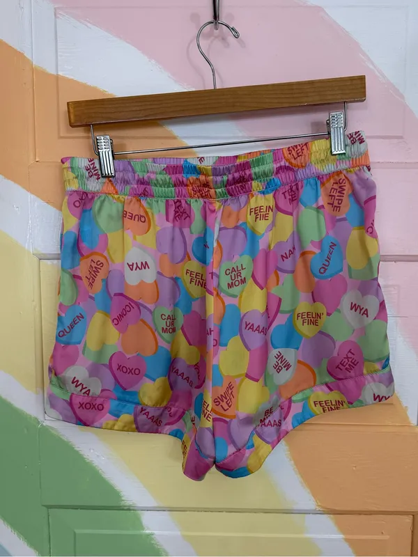Show Me Your Mumu Colorful Conversation Hearts Silky Pajama Set Sz S 💛🍄 - Image 8