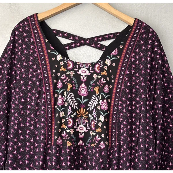 Style & Co Babydoll Tunic Top Plus Size 3X Floral Stretch Femme Fusion Peplum - Image 2