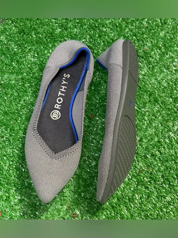 Rothy's The Point Cloud Grey Birdseye Pointed Toe Flat Size W8.5 - Image 5