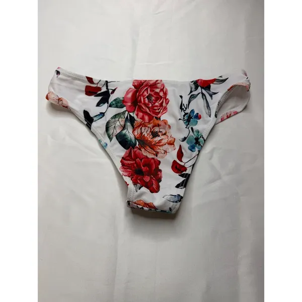 Edel Qual Womens 3 Piece Floral Swim Set Bandeau Top Bikini Bottom Mesh Skirt XS - Image 4