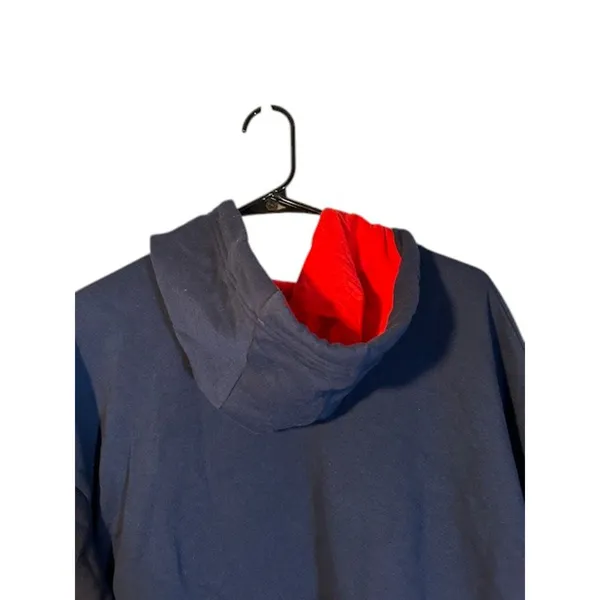 NFL Navy Blue Red Striped Hooded Patriots Boston Football Pullover Women Sz XL - Image 3