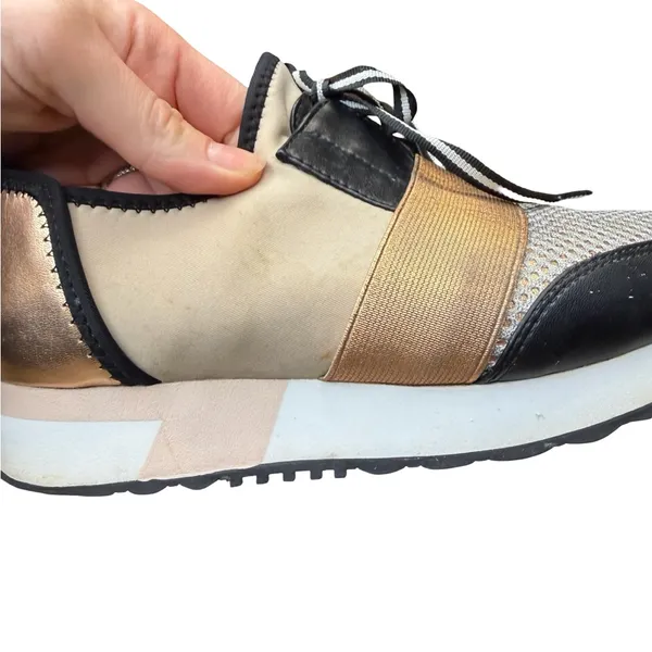 👟✨ Steve‎ Madden Antics Metallic Strap Lace-Up Sneakers Gold Black 7.5 ✨👟 - Image 5