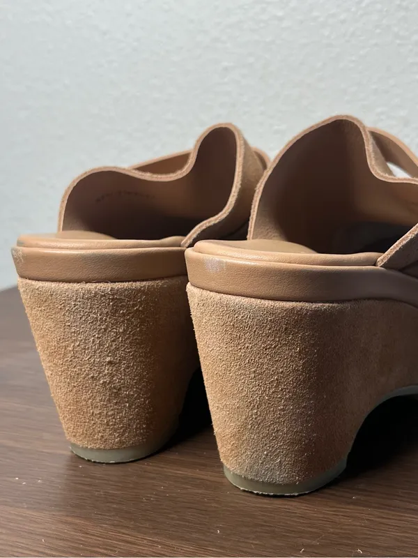 Pedro Garcia Tan Suede Fabia Platform Clog Mules in Camel Castoro - Image 5
