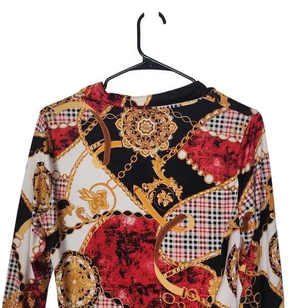Absolutely Love It! Long Sleeve Button Front Bodycon Printed Sheath Dress XL - Image 7