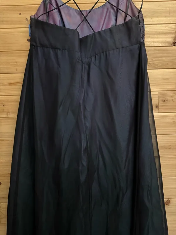 VNTG Faviana Large Iridescent Purple Green Strappy Prom Dress Whimsigoth Fairy - Image 9