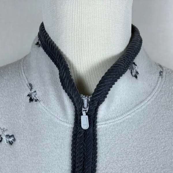 Hasting & Smith Vest Women’s L Embroidered Floral Warm Fleece Zippered Front - Image 4