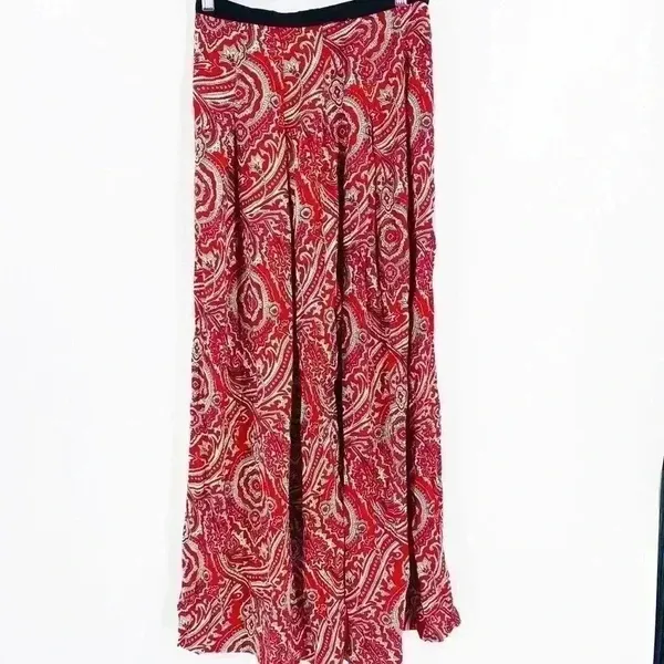 UO Staring At Stars Women’s Lightweight‎ Red Paisley Wide Leg Boho Pants Size 2 - Image 5