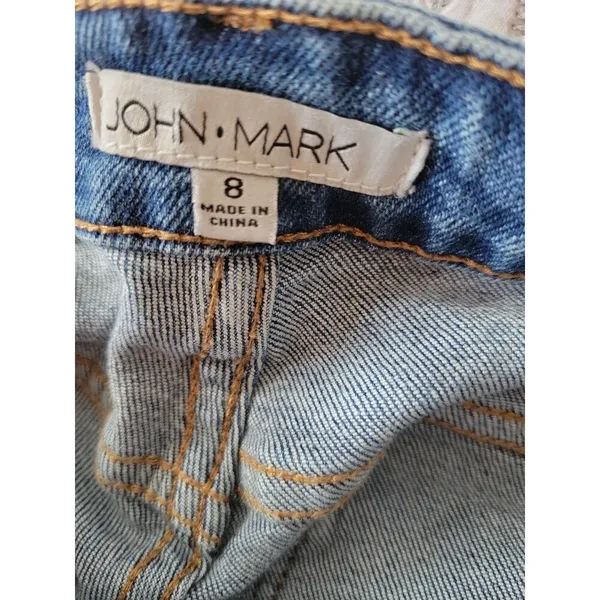 John Mark Jeans Sz 8Floral Embroidery Cropped Stretch Boho Retro Hippie Artsy - Image 8