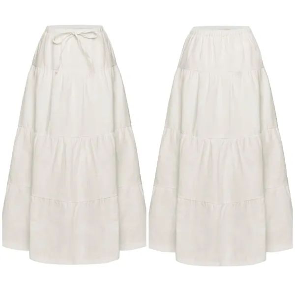 White Tiered Maxi Skirt - Image 2